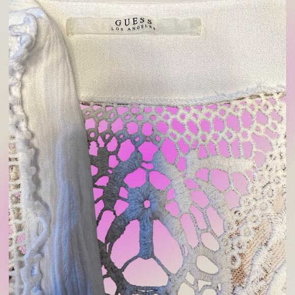 GUESS-LOS ANGELES women’s size M crochet look open front cardigan - Picture 10 of 11